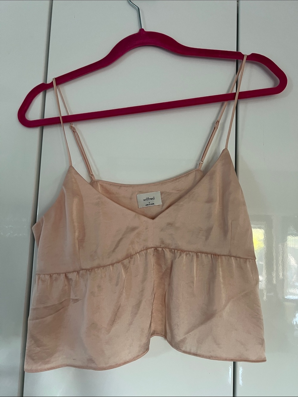 Wilfred Pale Blush Satin Peplum Camisole
